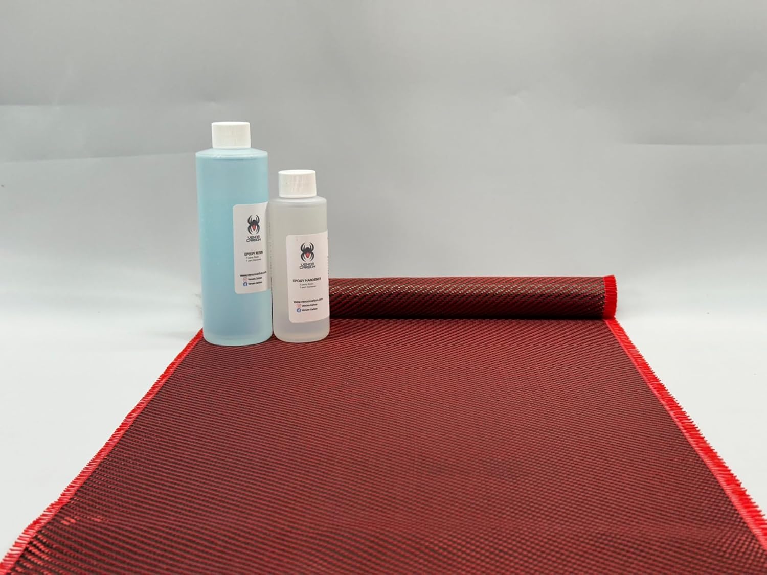 12 x 5FT Twill Weave Color Carbon Fiber Resin Kit (12, Red, 3)