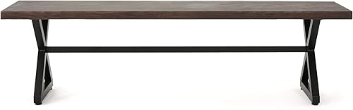 Miniatura 7 de Christopher Knight Home Rolando - Banco de comedor de aluminio para exteriores con marco de acero, marrón y negro