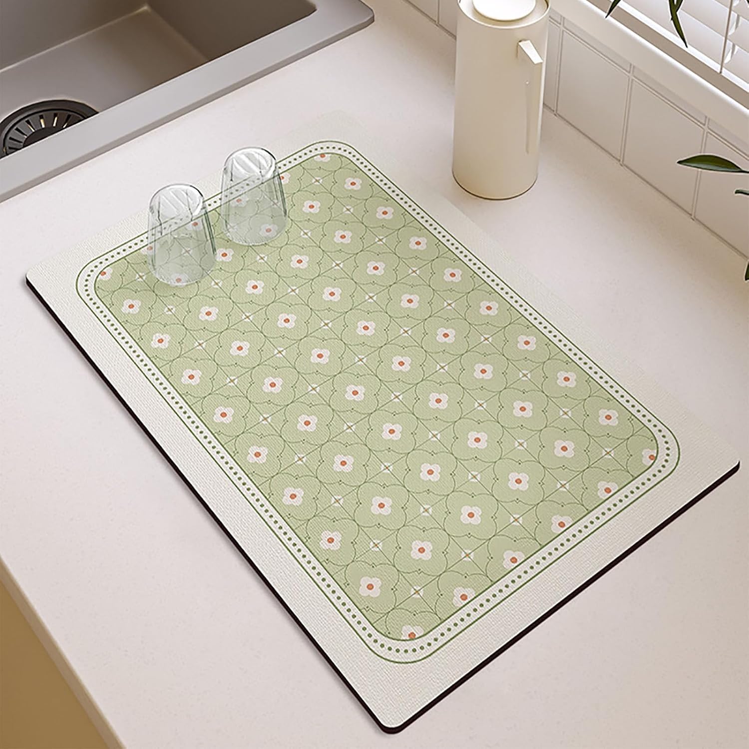 Kitchen Drying Mat Easy Clean Coffee Mat Bar Mat Absorbent Dish Drying for Kitchen Counter Bar Decor Coffee Machine Mat