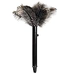 iHUFeather Retractable Ostrich Feather Duster for Cleaning, Fluffy and Natural Feather Duster with Retractable Handle Reusable Eco-Friendly Handheld Cleaning Supplies (15 inch)