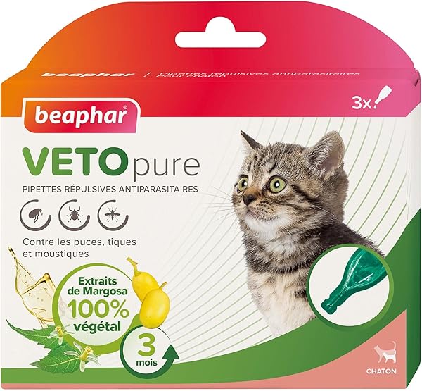 BEAPHAR VETOPURE Pipettes Répulsives Antiparasitaires Pour Chaton
