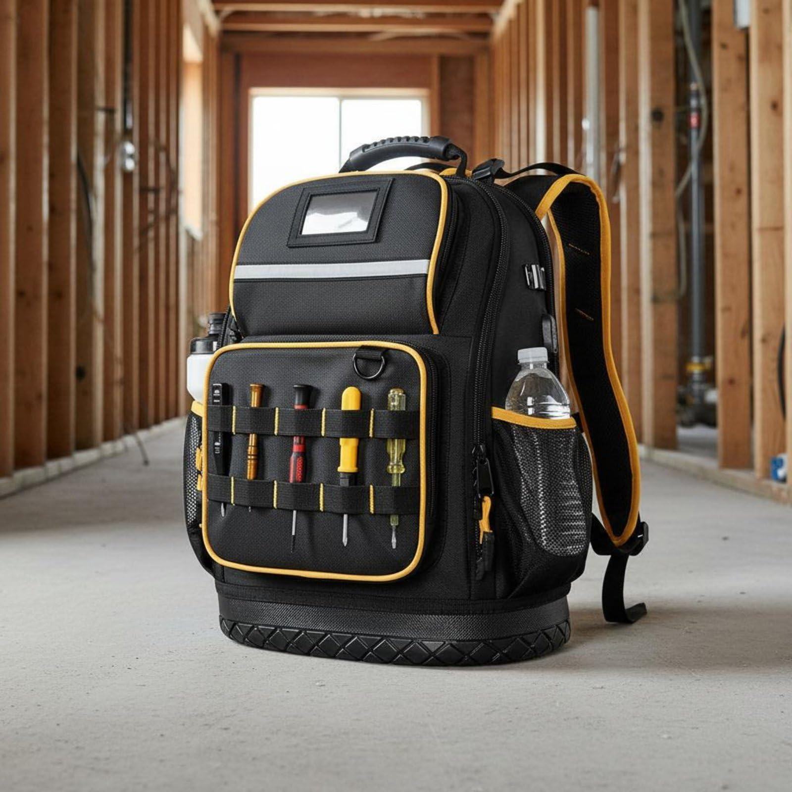 Zaino Porta Attrezzi Professionale Borsa Attrezzi Lavoro Utensili Tecnico con Alloggiamento Imbottito per Laptop 16pollici Interne
