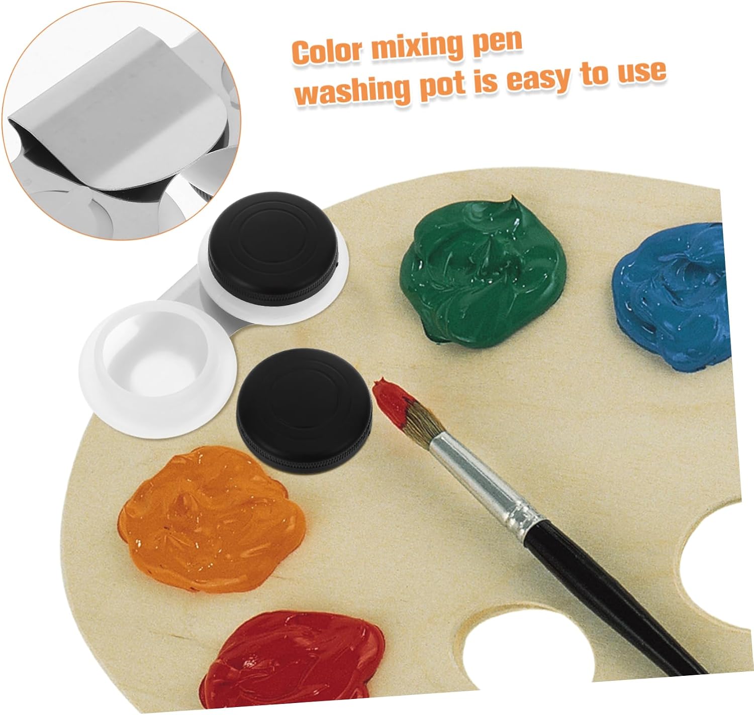 Holibanna Double Port Oil Palette Cup with Lid Versatile Drawing Pigment Holder for Artists Prevents Paint Drying for Mixing and Brush Washing Spacious Design for Detailed Artwork