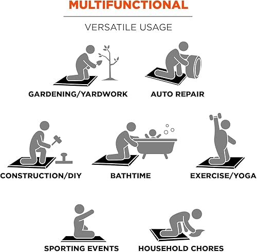 Miniatura 7 de Ergodyne Proflex 386 - Rodillera ligera, cojín de espuma fina, grande, 16 x 28 x 0.5 pulgadas, color negro