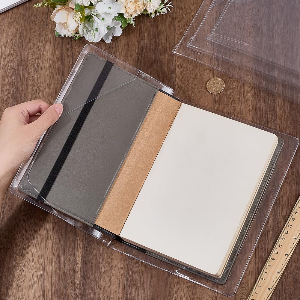 CRASPIRE Clear Book Covers Notebook Transparent Sleeves 14 x 9.5 Inch PVC Waterproof Dustproof Rectangle Textbook Scrapbooks Protector Sleeve Cover for Hardcover Books Planners School Office Home image 3