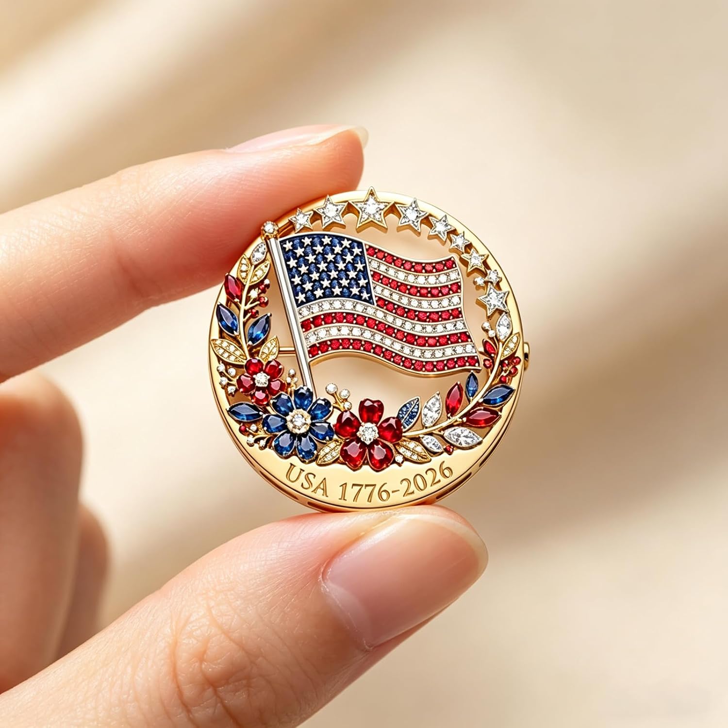 US 250th Anniversary Enamel Brooch Pin