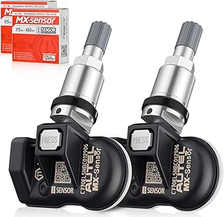 Autel TPMS Sensor, MX-Sensor 315MHz + 433MHz 2in1 Tire Replacement 1-Sensor for All Cars, OEM Sensor Replace 100% Cloneable, Pressure Monitor System Sensor (Press-in, Metal Stem, Pack of 2)