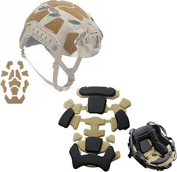 Qavctw 11pcs Tactical Helmet Hook and Loop Fastener Set DIY Kit for Fast High Cut Helmet Airsoft Tactical Helmet Padding Kit Foam Mats Insert Set Cushioning Fast Helmet Cover Pads