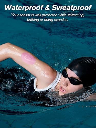 Miniatura 6 de Leng Ke 20 parches adhesivos Dexcom G6 – Parches impermeables para Dexcom G6, papel posterior precortado fuerte sin pegamento en el centro (rosa)