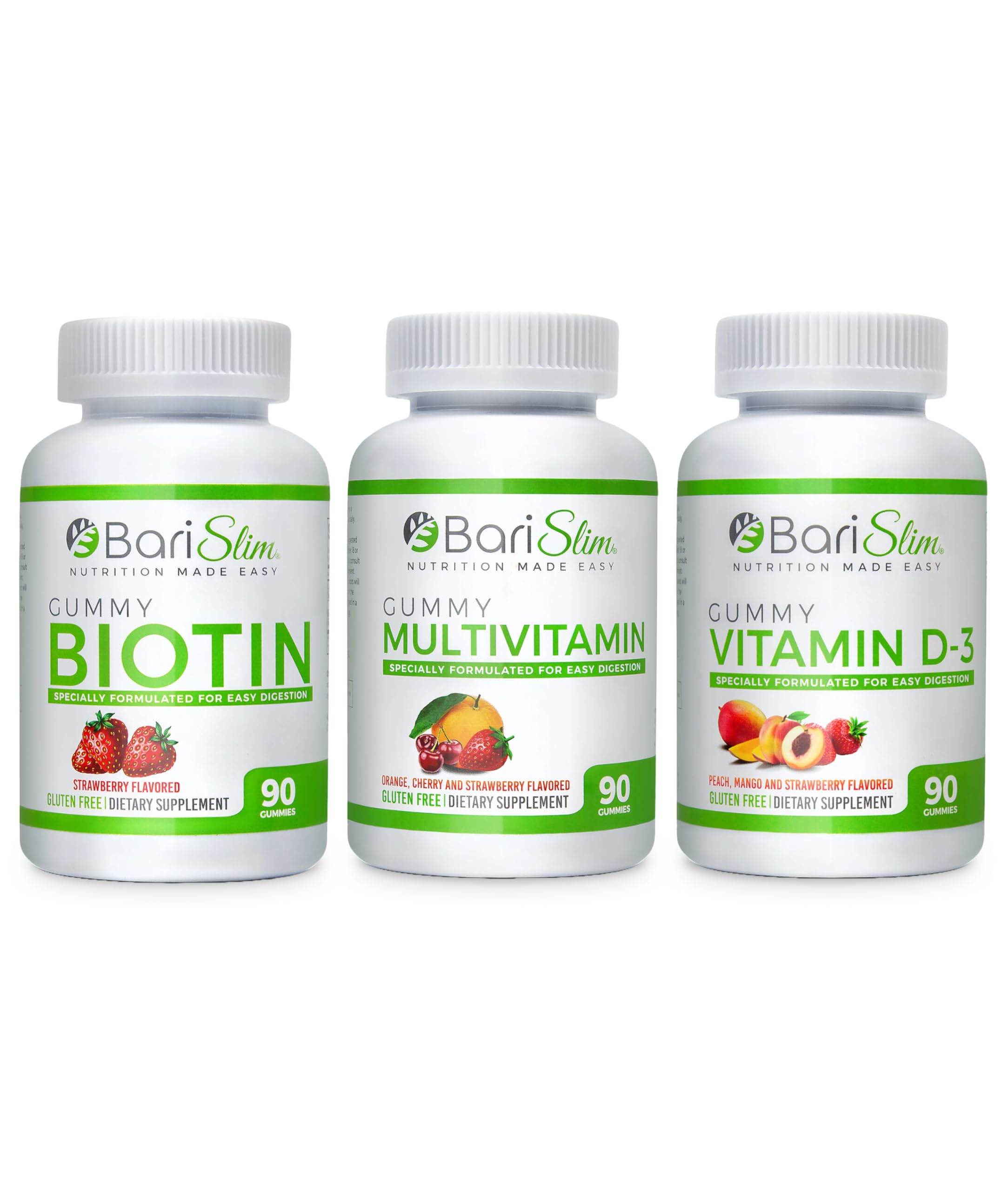 BariSlim Bariatric Multivitamin Gummies - Specially Formulated Gummy Vitamin for Patients After Weight Loss Surgery - Easy to Digest & Great Tasting Fruit Flavors | Pack of 3 (90 Fruit Chews)