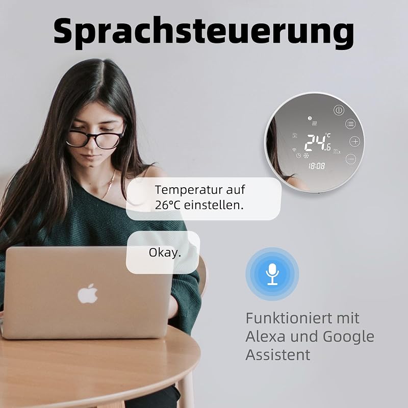 BEOK CONTROLS Okos Padlófűtés Termosztát WiFi Programozható Elektromos Fűtésszabályozó Tuya Smart Life Google Home Alexa