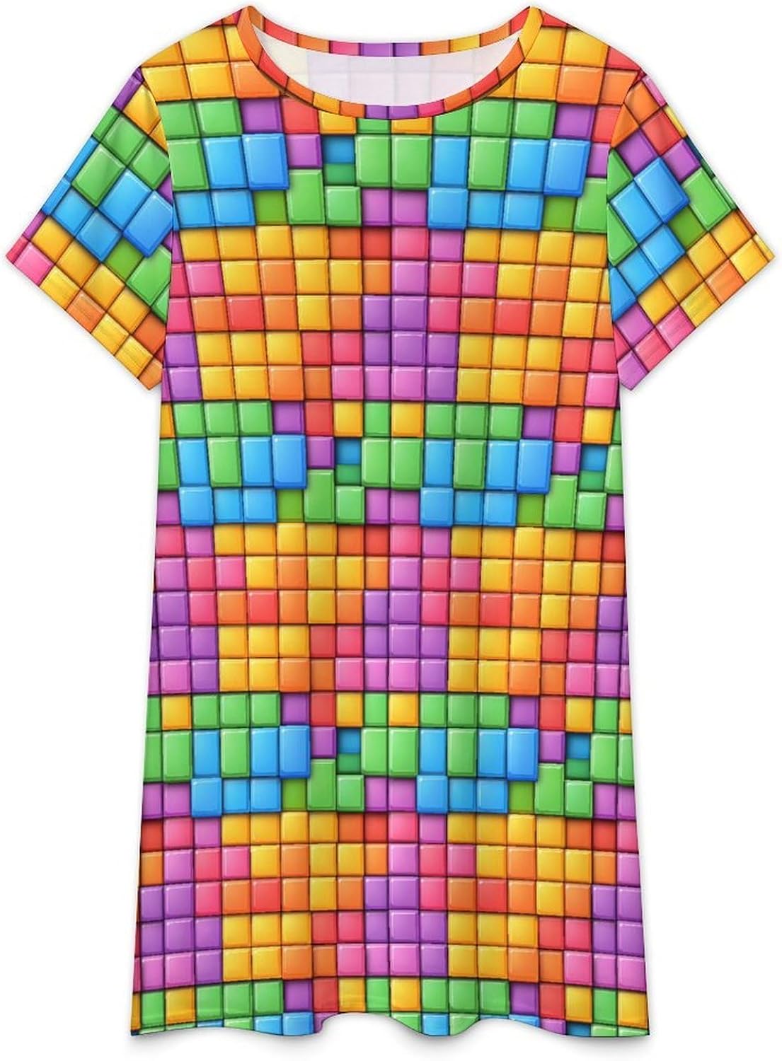 Colorful Brick Nightgowns for Women Short Sleeve Sleep Dress Casual Sleepshirt Night Gowns Pajamas