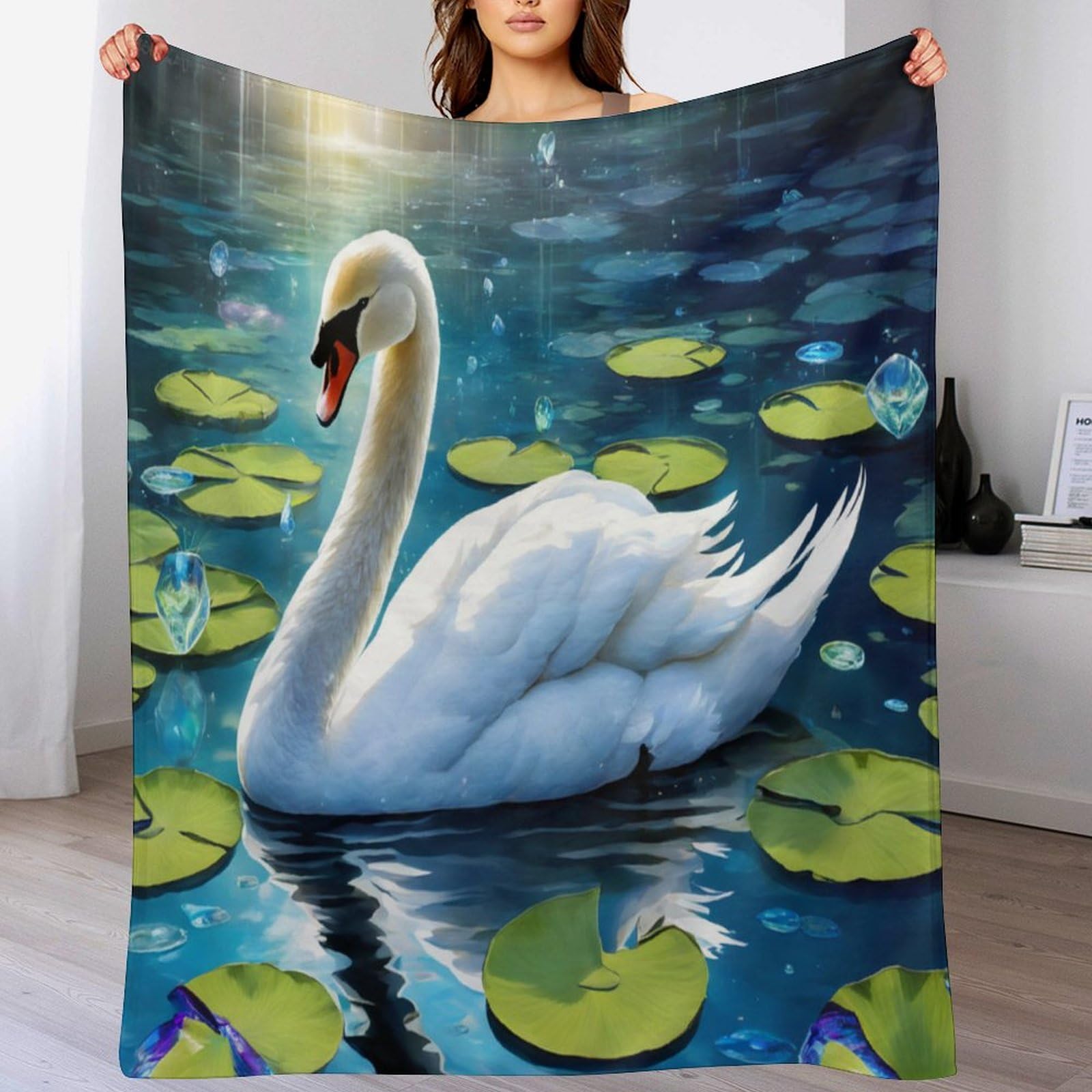 Jeté de canapé Cygne plaid flannel pour soirées cocooning au salon