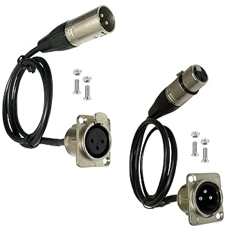 DIYTECH Premium XLR Pass Through Cable, No Solder, for Stage Box, Patch Panel, Floor Box - No Solder for Pro Audio Installations M2F & F2M 2-Pack