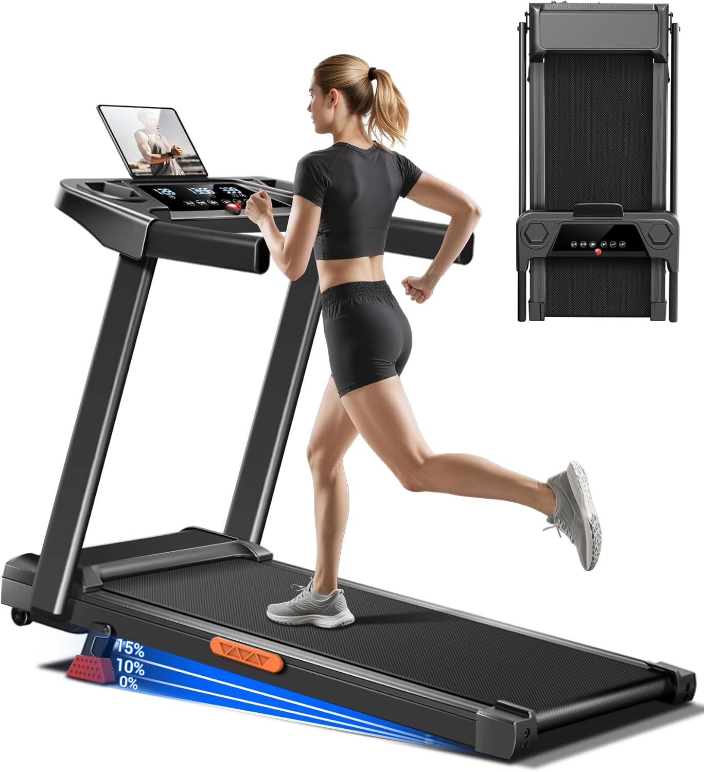 UMAY Tapis de Course Pliable 12km/h, Tapis de Marche Electrique 3,0,Tapis Roulant avec 12 programmes d'entraînement et inclin - Amazon product rated Grade B