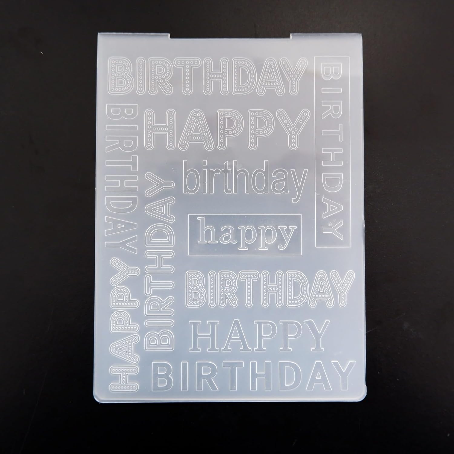 Arbuya Happy Birthday Plastic Embossing Folders for Card Making Birthday Sentiment Embossing Folder for Scrapbooking Pages Paper Crafting Clay Decoration