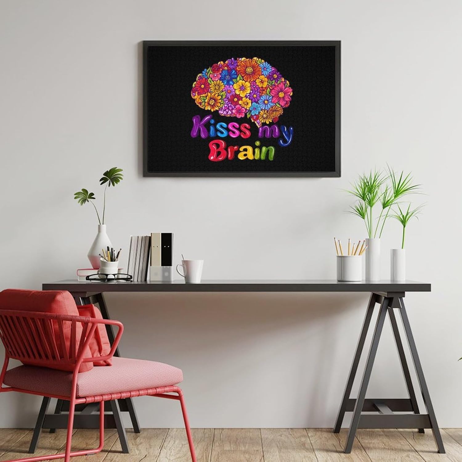 Kisses Your Brain Puzzles for Adults 1000 PCS Wooden Jigsaw Puzzle Wall Decor Christmas