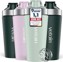VETAIN Stainless Steel Shaker Protein Shake - 100% Leak-Proof - 700 ml | Premium stainless steel shaker with mixing ball, robust and durable, easy to clean, BPA free, ideal for fitness, gym, mint