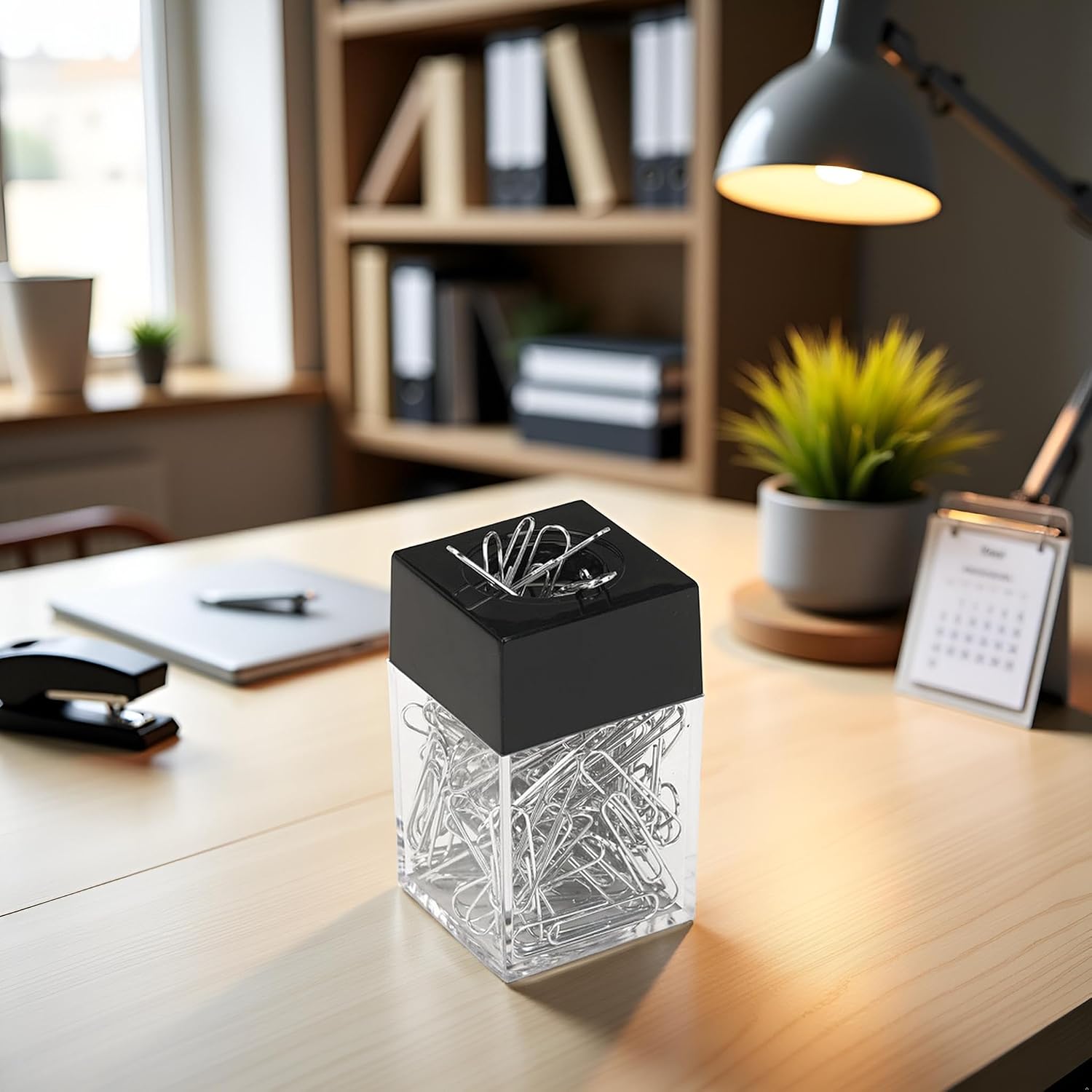 Black Magnetic Paper Clip Dispenser Holder Paperclip Dispenser for Desk, School, Office, Desk Supplies Holders and Dispensers Desk Accessories and Workspace Organizers Office and School Supplies