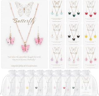 Kingdder Butterfly Necklace and Earrings Bulk
