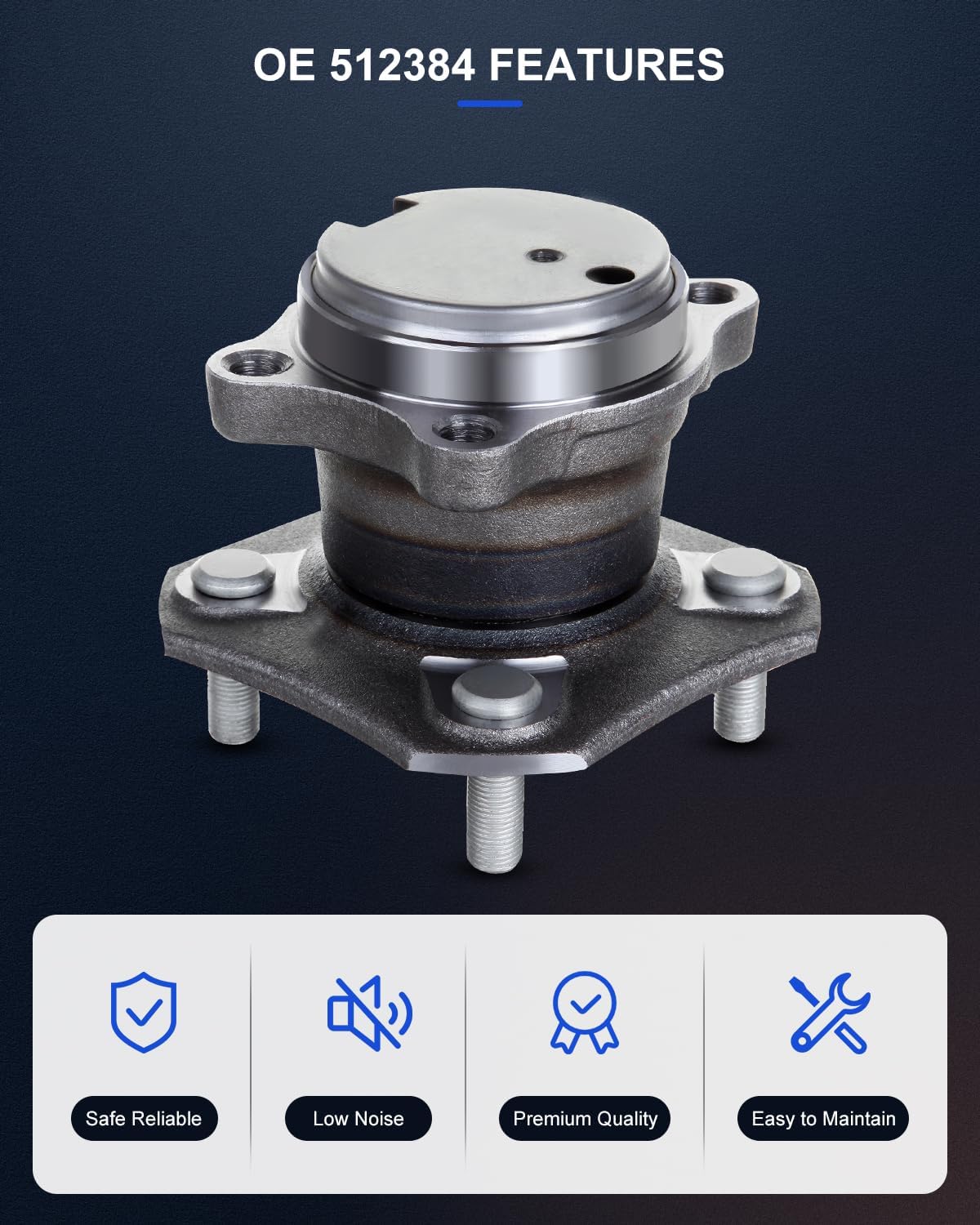 ECCPP Rear Wheel Hub Bearing Assembly 4 Lugs w/ABS for 2007-2012 Compatible with 512384