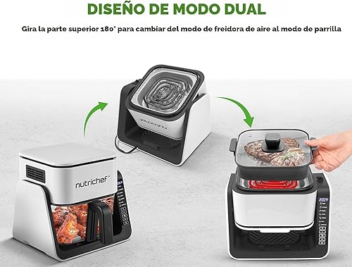 Miniatura 3 de NutriChef Freidora de aire y parrilla de 4 cuartos de galón 8-1 modos de cocción preestablecidos Tazón transparente para obtener los mejores