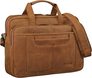 Quest' Maletin Portadocumentos Cuero Grande Bolso Ordenator Portatil 15,6 16 pulgadas Bolsa Bandolera A4 para Negocios Vintage