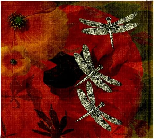 Miniatura 7 de Toalla de mano 3D de amapolas y libélulas, 15 x 22 pulgadas, multicolor