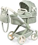 Bayer - Poupées Pram Xeo - Poussette bébé pour poupées avec sac, réglable, poignée réversible, pliable - Poupées jusqu'à 18” - Âge 3+ - Papillon rose gris - 17033AA | Chariot à poupées, réglable en hauteur, gris, rose