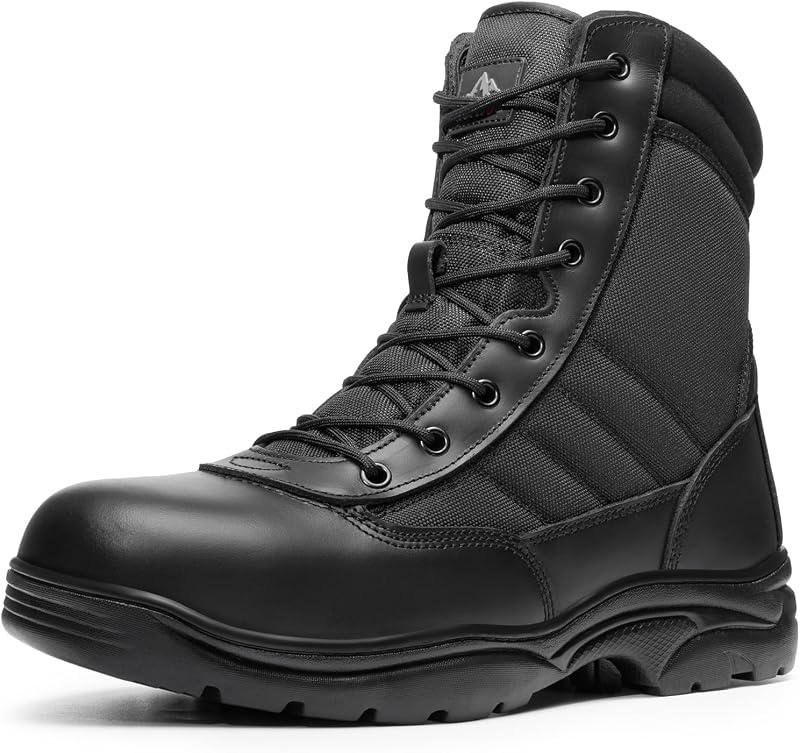 NORTIV 8 Men's Steel Toe Work Boots Side Zipper | Safety Industrial & Construction Military Work Boots Slip Resistant ASTM F2413-18, TROOPER-STL