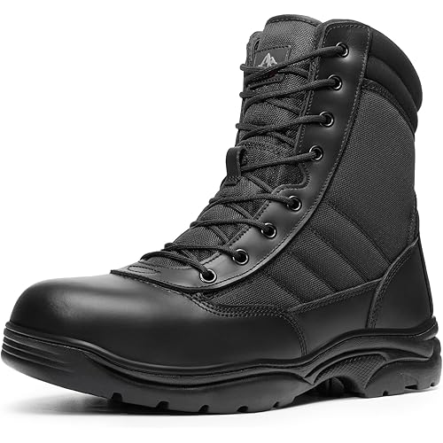 NORTIV 8 Steel Toe Boots for Men Safety Industrial & Construction Military Work Boots Slip Resistant ASTM F2413-18, TROOPER-STL
