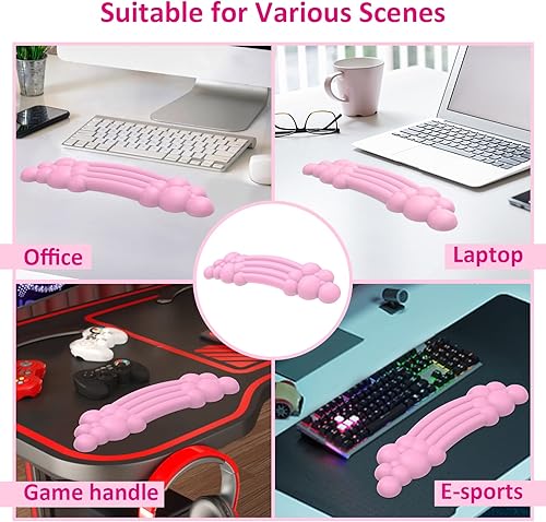 Miniatura 7 de Cloud - Teclado con reposamuñecas y reposamuñecas, de piel sintética, espuma viscoelástica suave de silicona con forma ergonómica de arcoíris