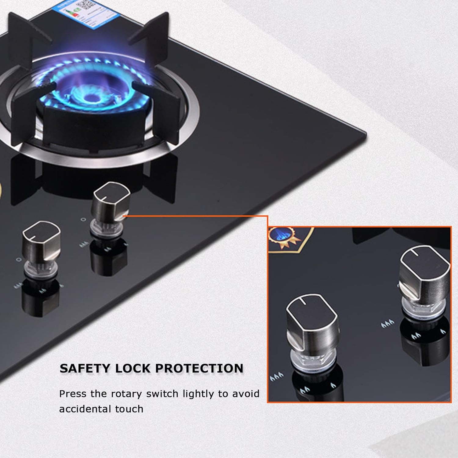 2 Burners Tempered Glass Gas Range Hob, Drop-In Gas Cooktop, Dual Burner Gas Countertop Outdoor (Natural Gas Liquefied Gas) (Natural Gas Liquefied Gas)