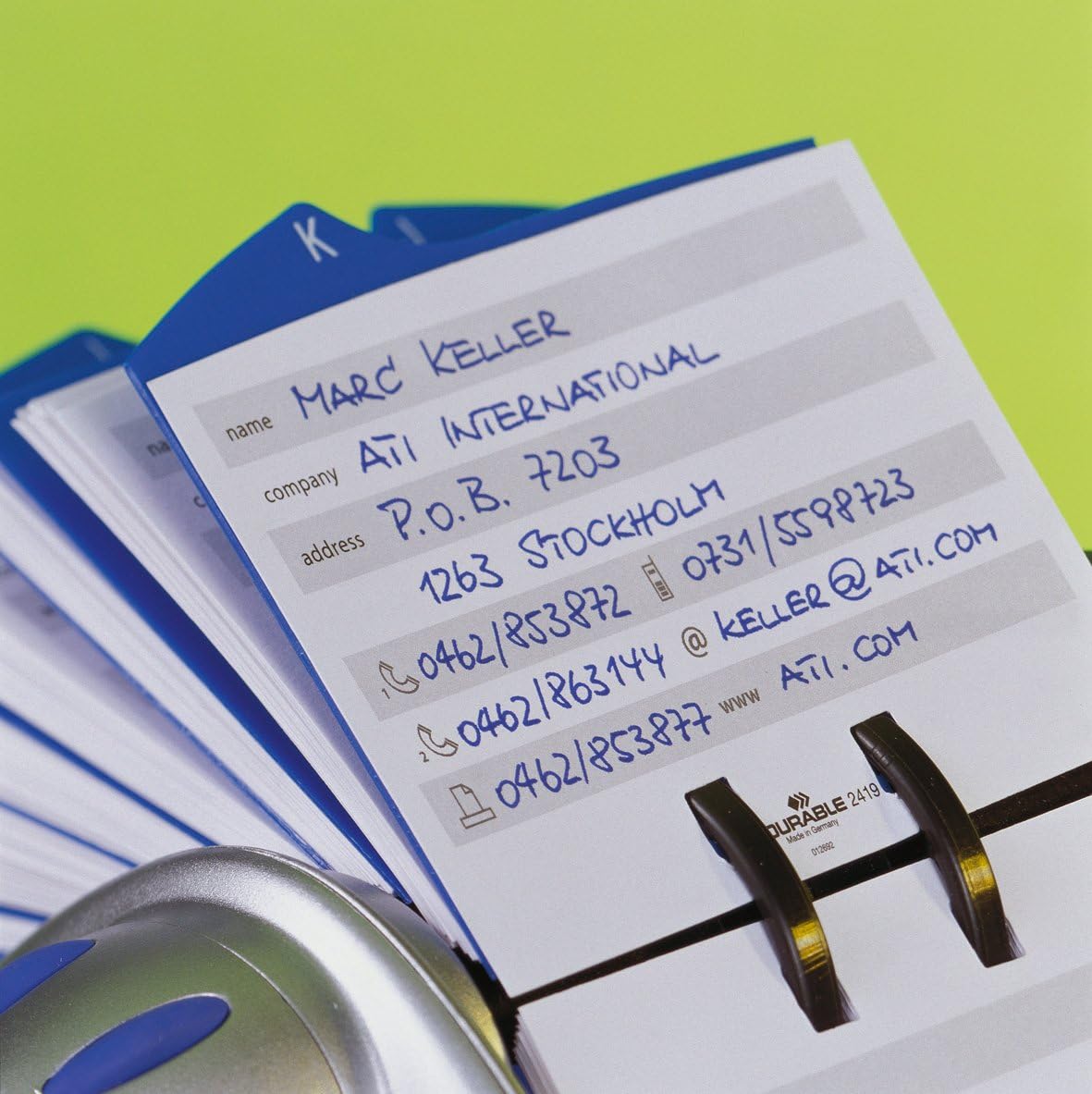 Durable Telindex Rotary Card File, Holds 500 Pre-loaded Cards, Silver (241623)