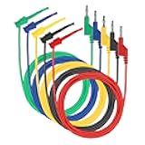 Sumnacon Multimeter Test Lead Set - 5Pcs Stackable Banana Plug to Test Hook Wire Cable Kit with Protective, Flexible Wire Leads for Electrical Testing 500V/5A 6.6Ft/2M