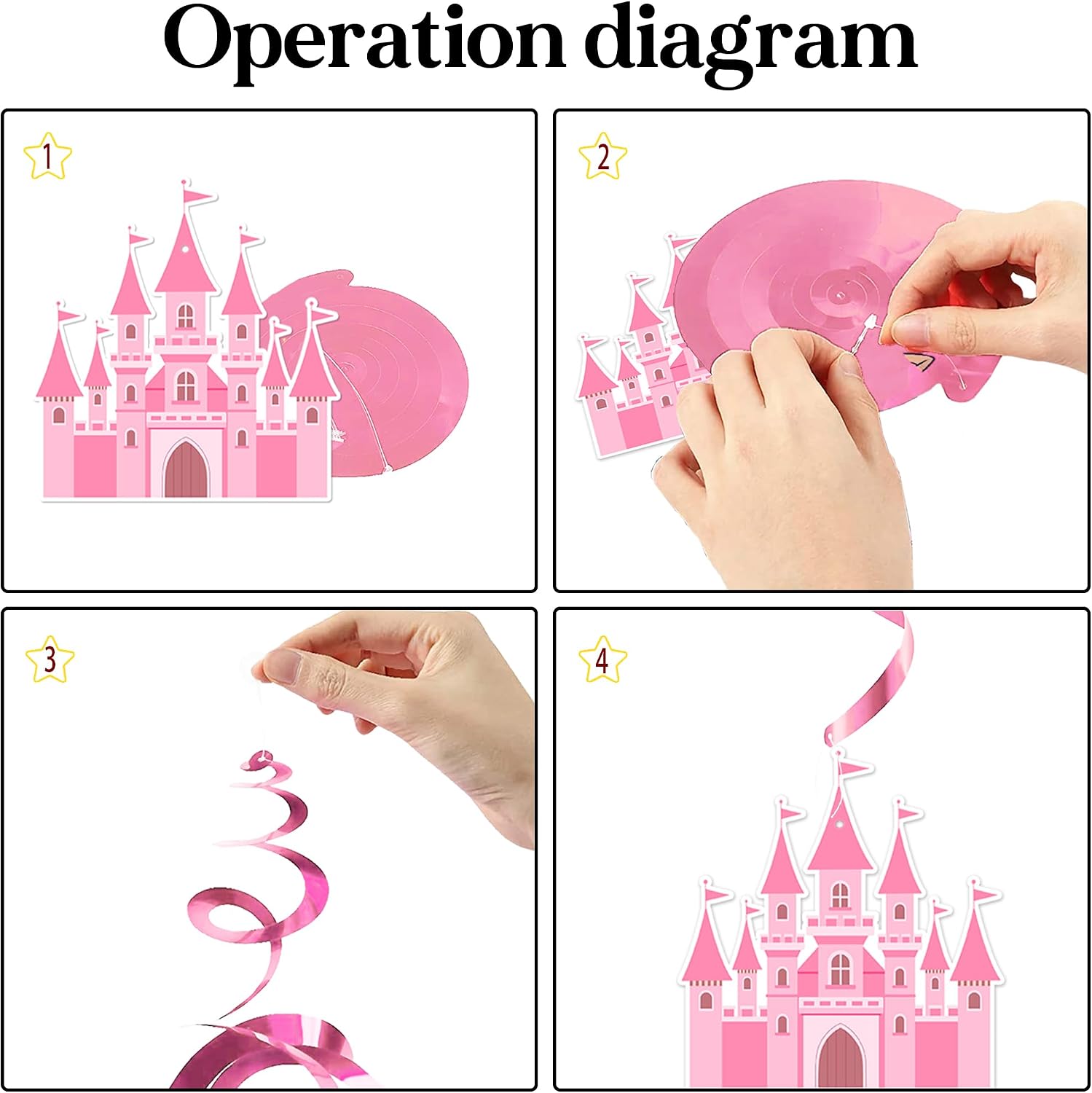 Princess Birthday Party Decorations for Girls - Pink Gold Glitter Princess Theme Happy Birthday Decoration, Glittery Party Supplies with Backdrop Banner Hanging Swirls Balloons Honeycomb