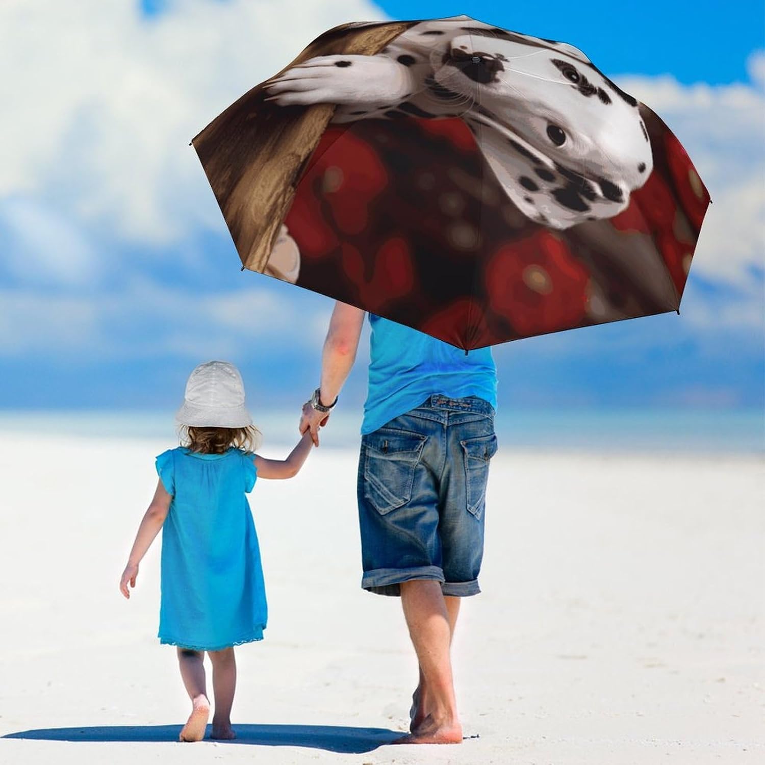 Dalmatian Puppy Umbrella for Rain Golf Umbrella | 43.3 inch Travel Portable Automatic Folding Umbrella for Rain Lightweight Travel Umbrella for Women Men