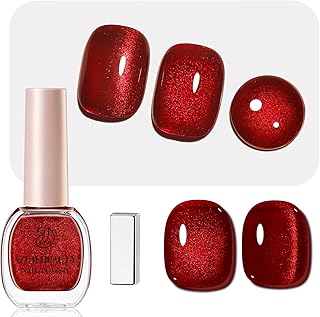 AZUREBEAUTY Red Burgundy Glitter Nail Polish, Quick Dry Ruby Christmas Natural Shine Nail Lacquer Salon-Quality for Women Girl Gifts