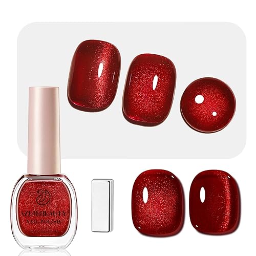 AZUREBEAUTY Red Burgundy Glitter Nail Polish, Quick Dry Ruby Christmas