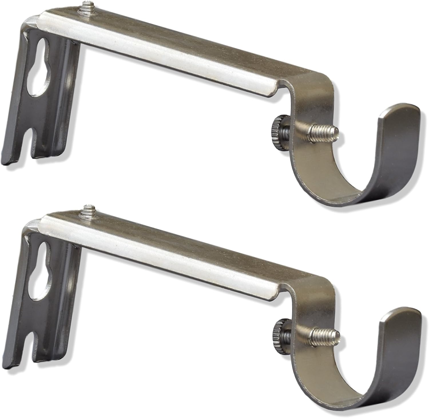 Adjustable Curtain Rod Brackets (Set of 2) 3/4 or 5/8 Inch Rod (Satin