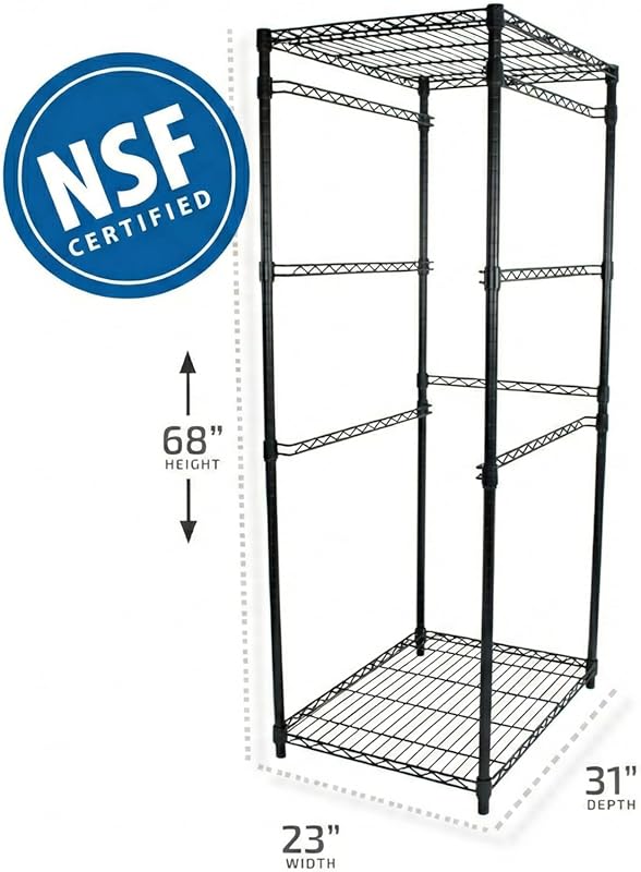 MonsterRAX 5-Tier Heavy Duty Garage Slide Rack for 27-Gallon Totes. Industrial metal organization, 250lb capacity, NSF Certified. (Bins not included) (Black)