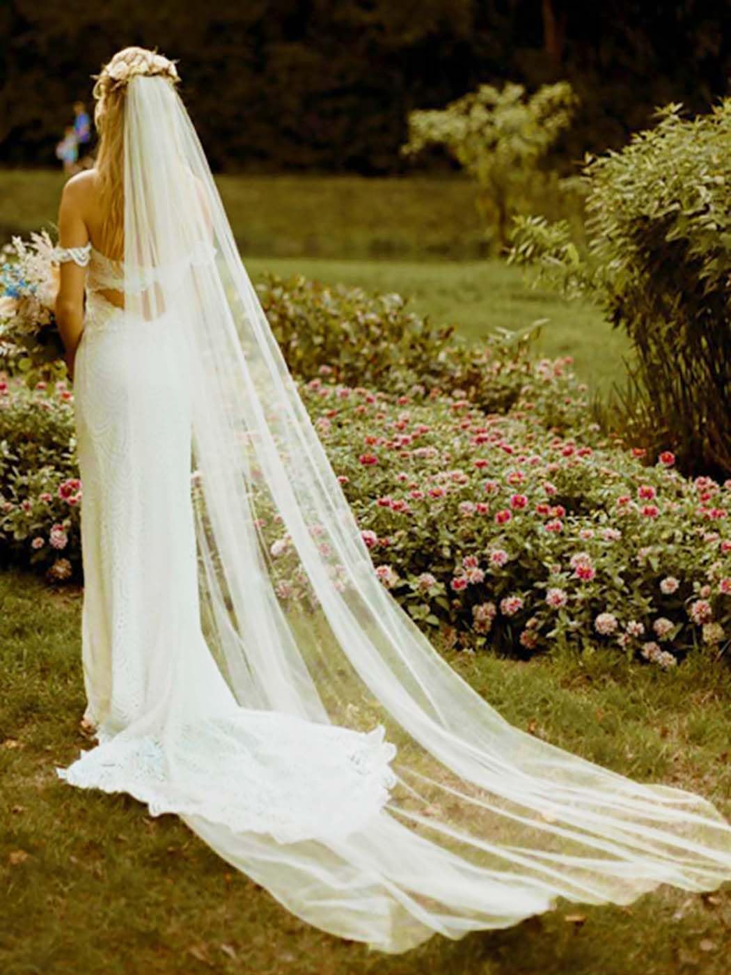Cathedral Wedding Veils Long Bride Veil with Comb 1 Tier 118’’ White Tulle Veils Bridal Veil for Women