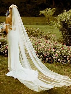 Cathedral Wedding Veils Long Bride Veil with Comb 1 Tier 118‘’ White Lace Veils Bridal Hair Accessories for Women
