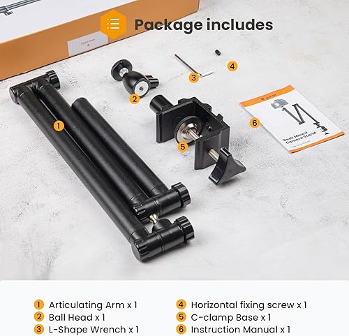Miniatura 7 de TARION Soporte de Escritorio para Cámara - Brazo Articulado, Montura Superior Flexible, Brazo de Mesa Ajustable y Resistente para Fotografía Plana,