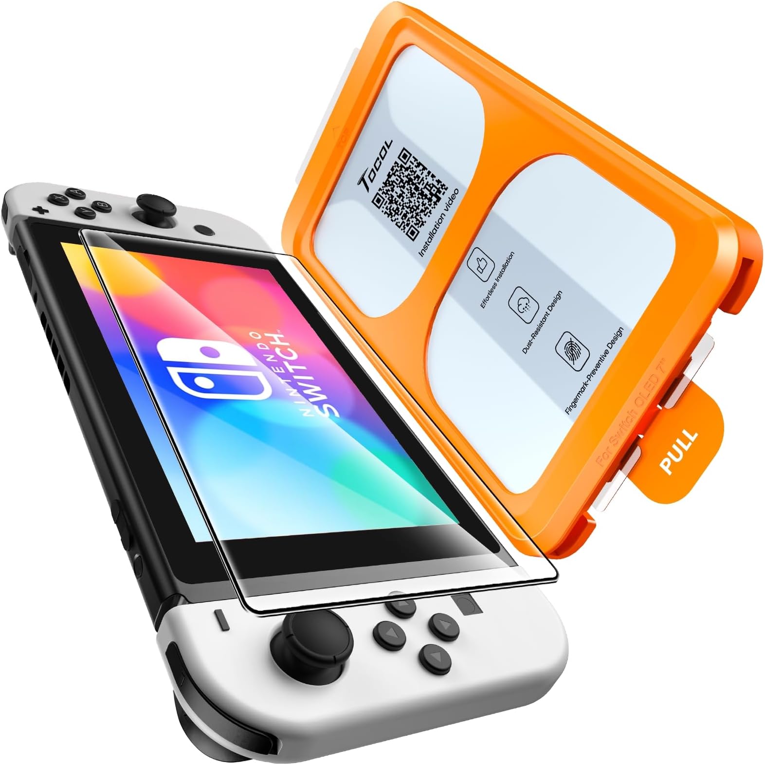 Tempered Glass for Nintendo Switch OLED, Automatic Dusting, Quick Installation, 9H Hardness, Scratch-Resistant, Bubble Free, Anti-Fingerprint, Tempered Glass for Nintendo Switch OLED