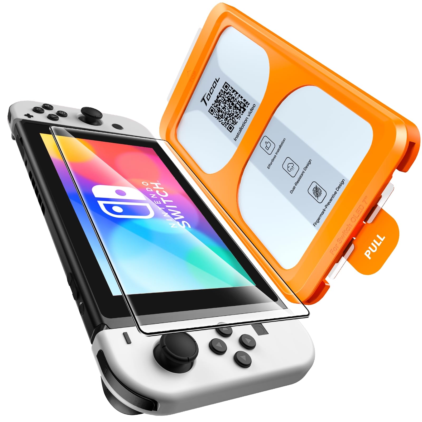 TOCOL Tempered Glass Screen Protector Compatible with Nintendo Switch OLED 2021 Model 7 Inch Anti Scratch 9H Hardness（7 inch）