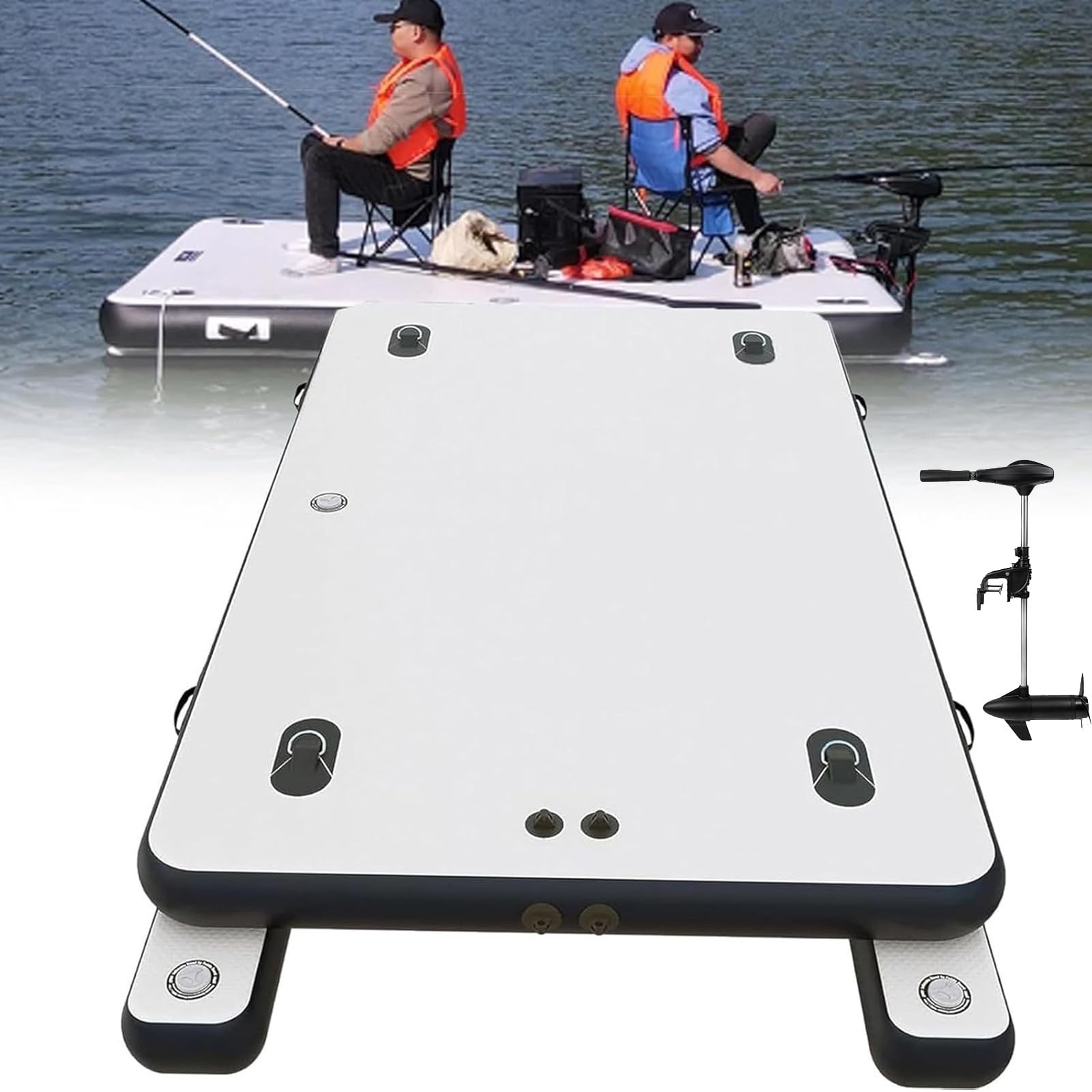 Bateau de pêche portable, quai de pêche gonflable, capacité 200 kg/400 kg | PVC épais | Pont antidérapant | Plateforme flottante pliable pour la navigation de plaisance, la pêche, les lacs et les