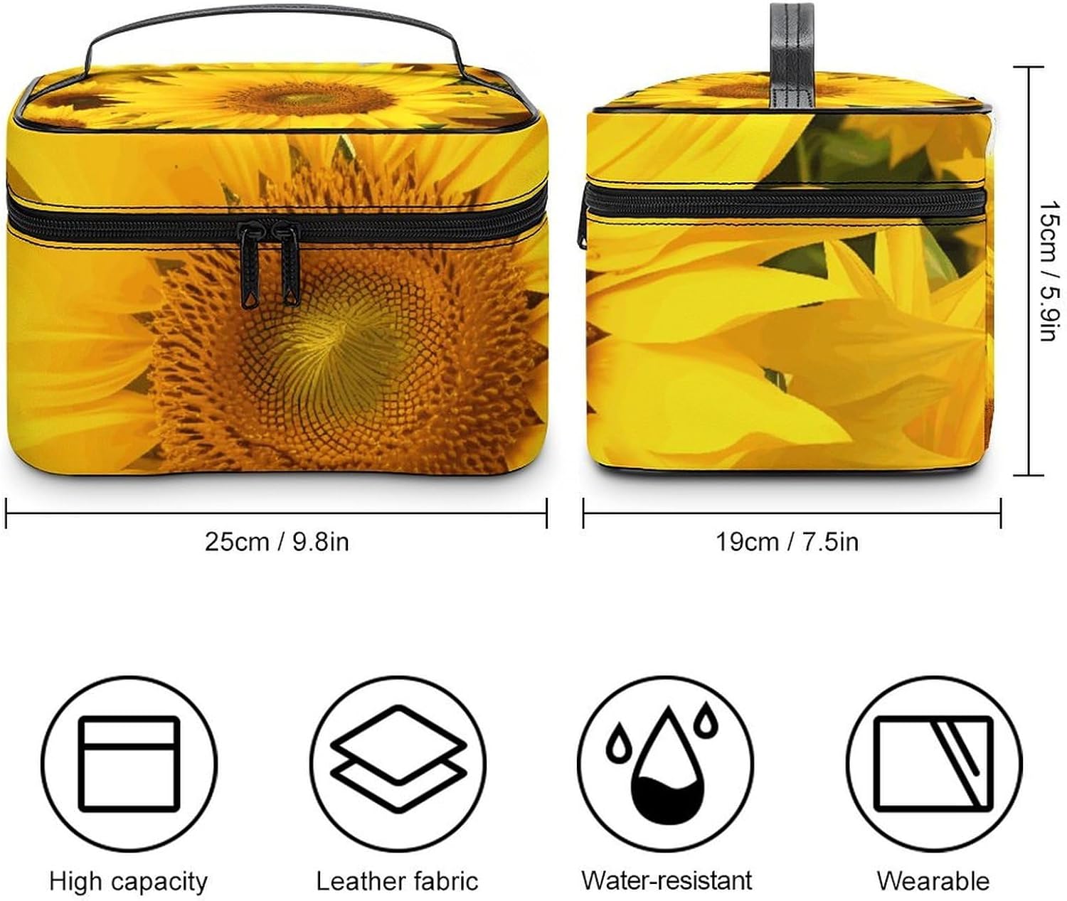 Travel Makeup Bag Portable Large Cosmetic Bag with Handle And Compartment image 2