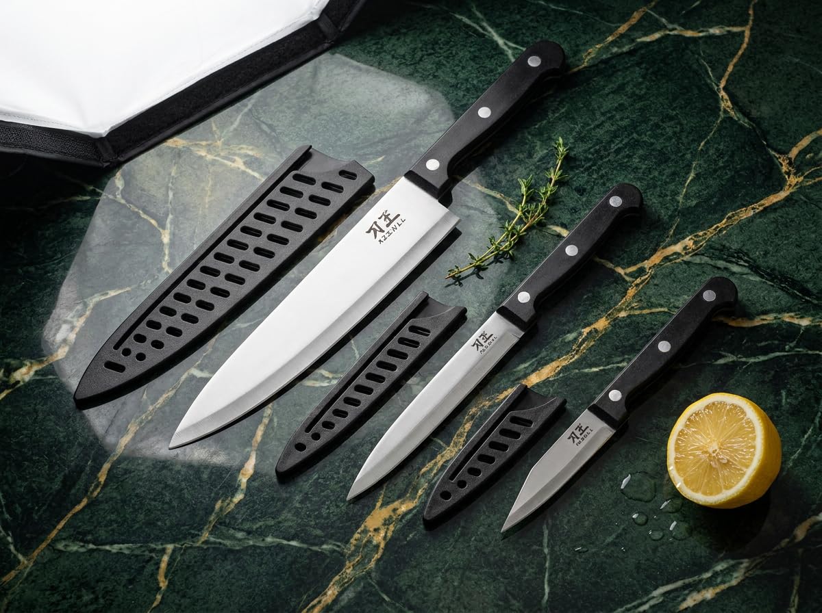 3 Piece Chef Knife Set with Sheaths - Premium Kitchen Knives -8