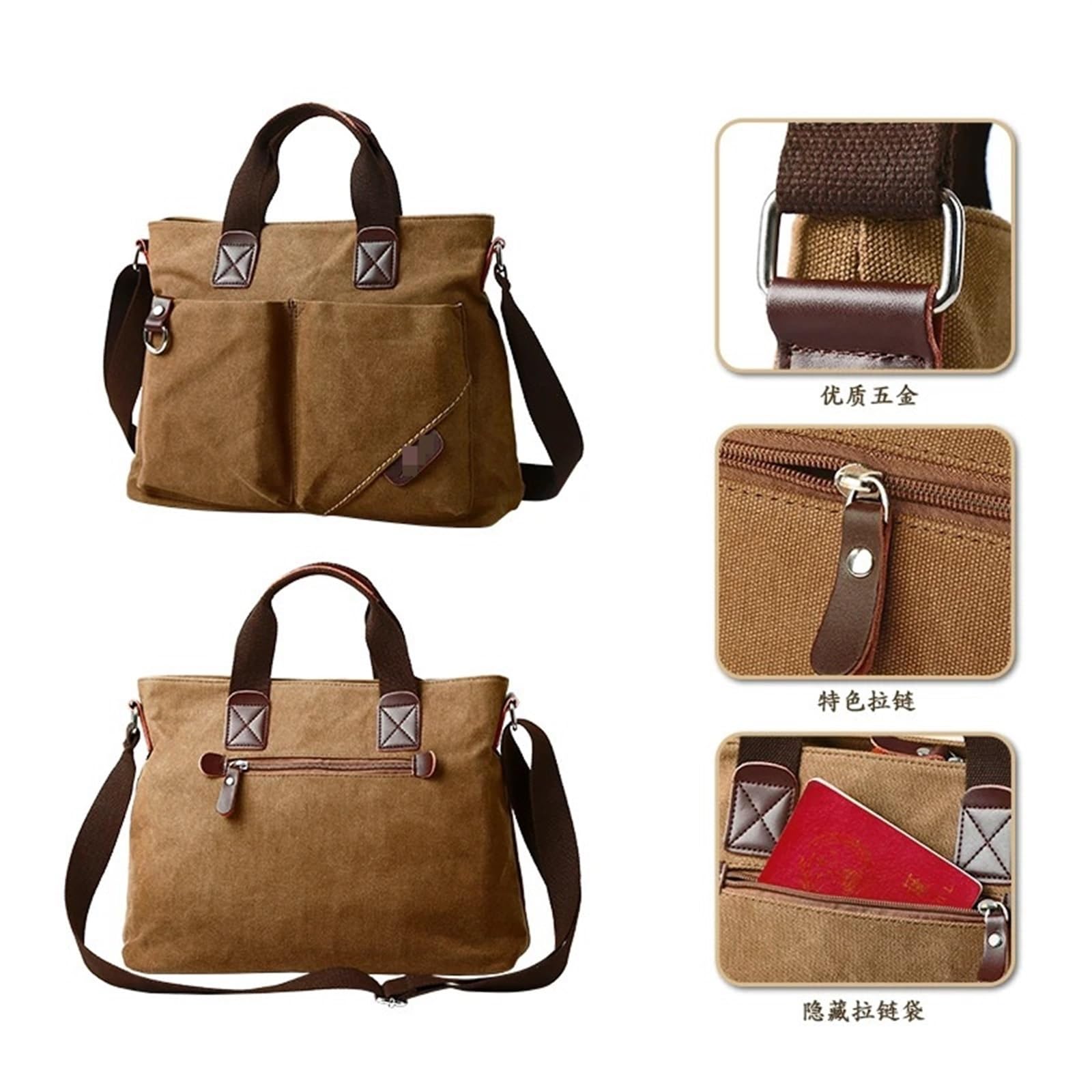 Borsa in tela lavabile Valigetta in pelle Valigia da viaggio Messenger Borsa a tracolla Borsa a mano Borsa grande for laptop da lavoro casual Borsa Per Laptop(A09,15.6-16.1 inch)